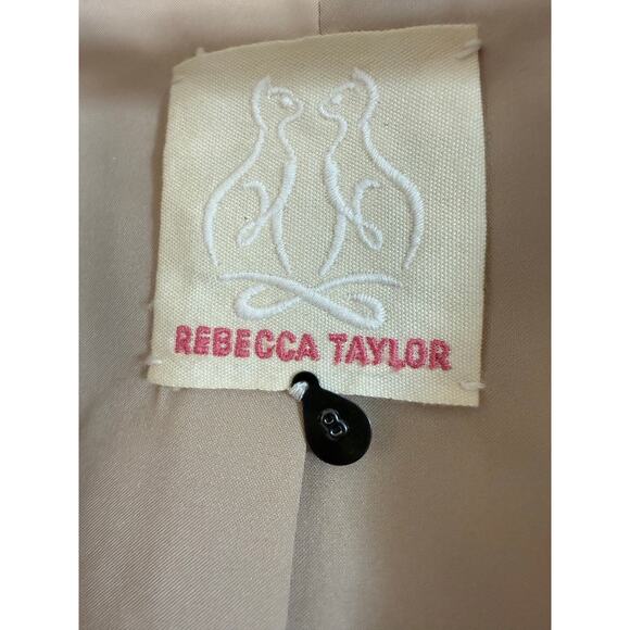 Rebecca Taylor Tweed Boucle Wool Lamb Leather Blazer Jacket Pink Tan Size 8 - Picture 4 of 13